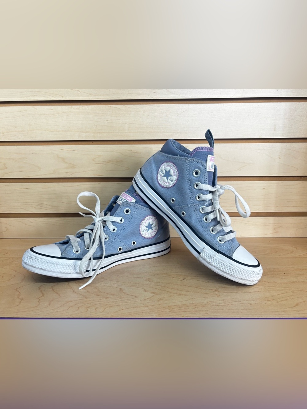 Converse Mid-Top Sneakers in Dusty Blue with White Trim